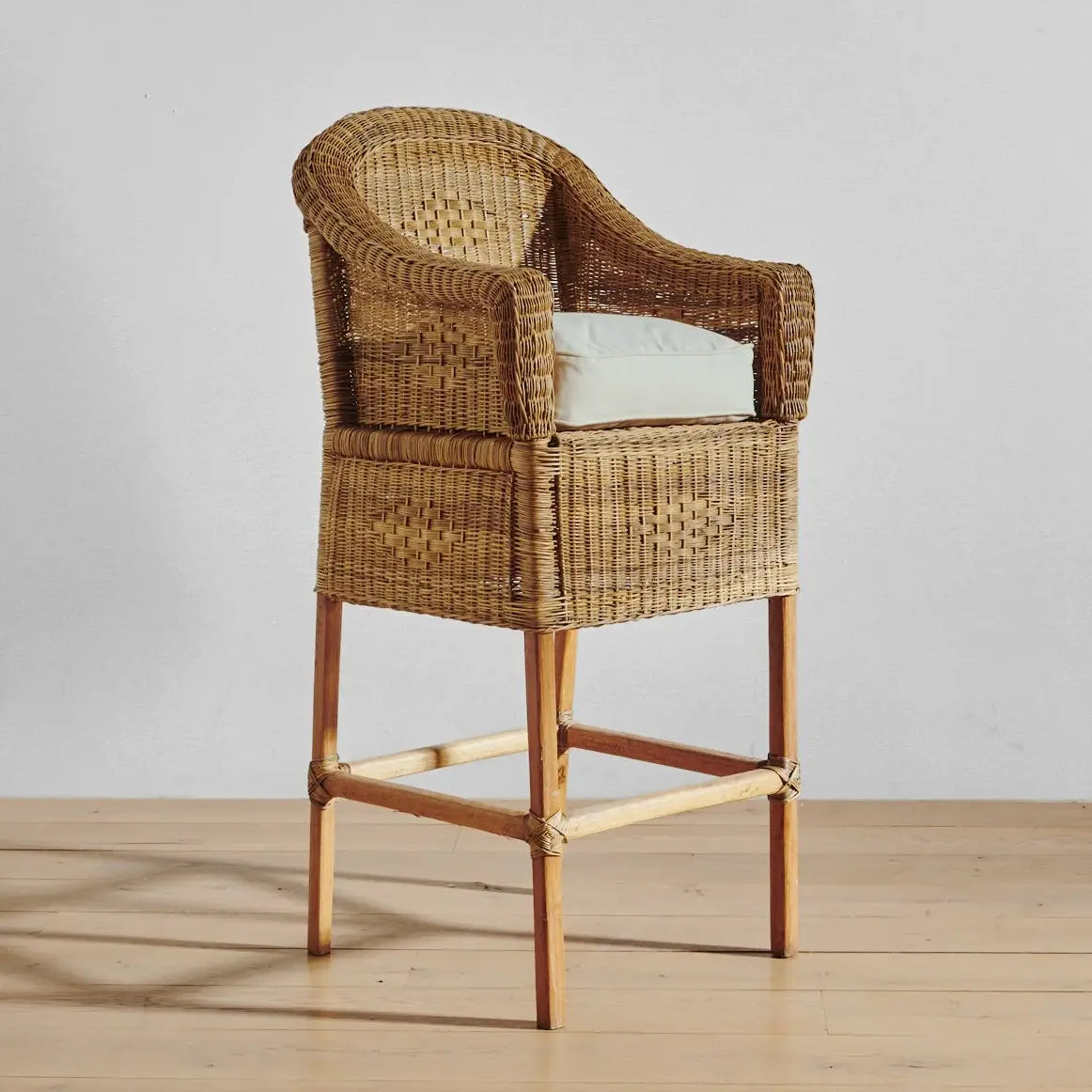 Classic Malawi Bar Stool with arms and cushion