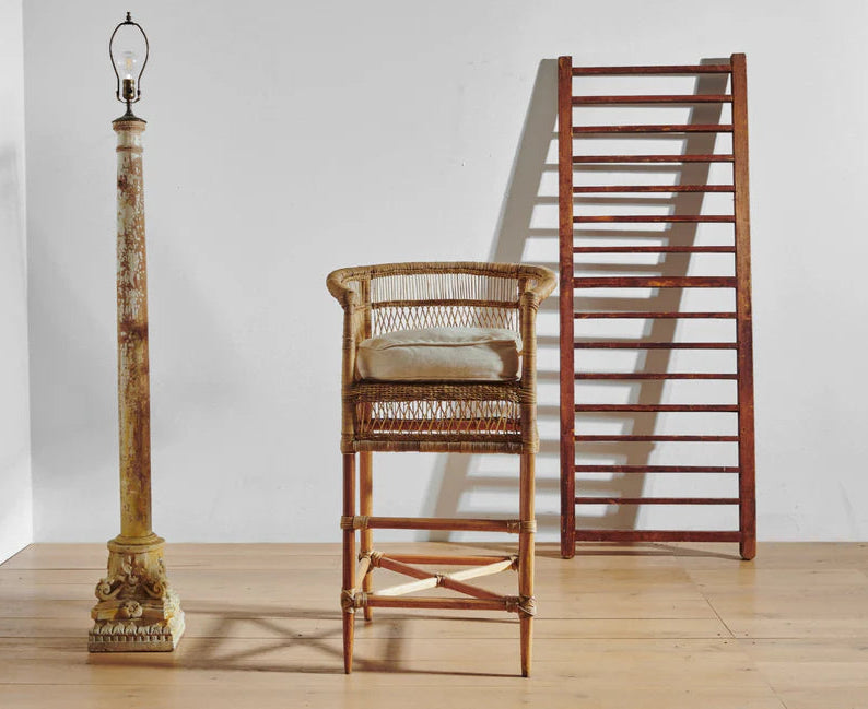 Traditional Malawi Bar Stool with arms and cushion