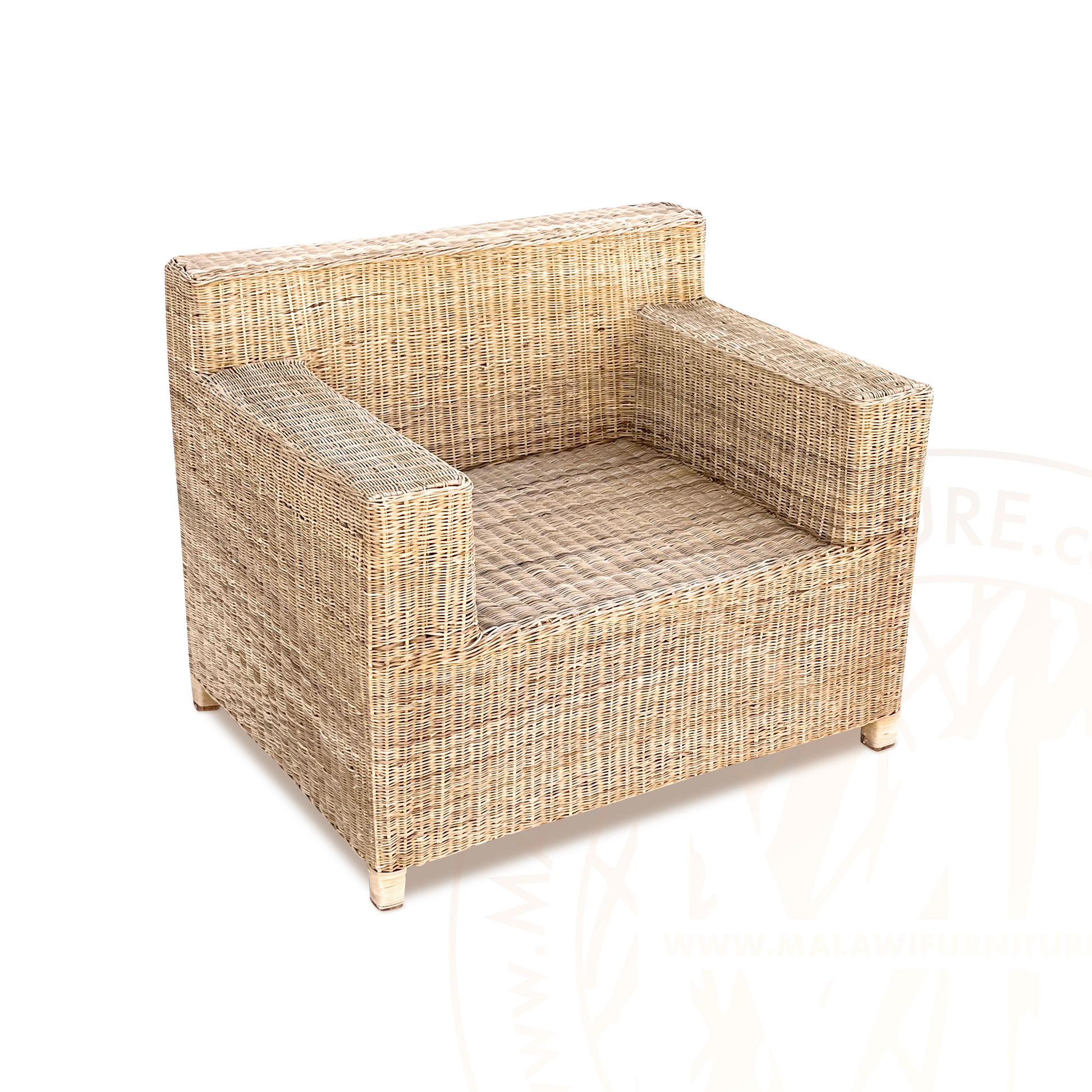 BOX Malawi Couch β One Seater hand weaved woven rattan cane chair malawi patio outdoor