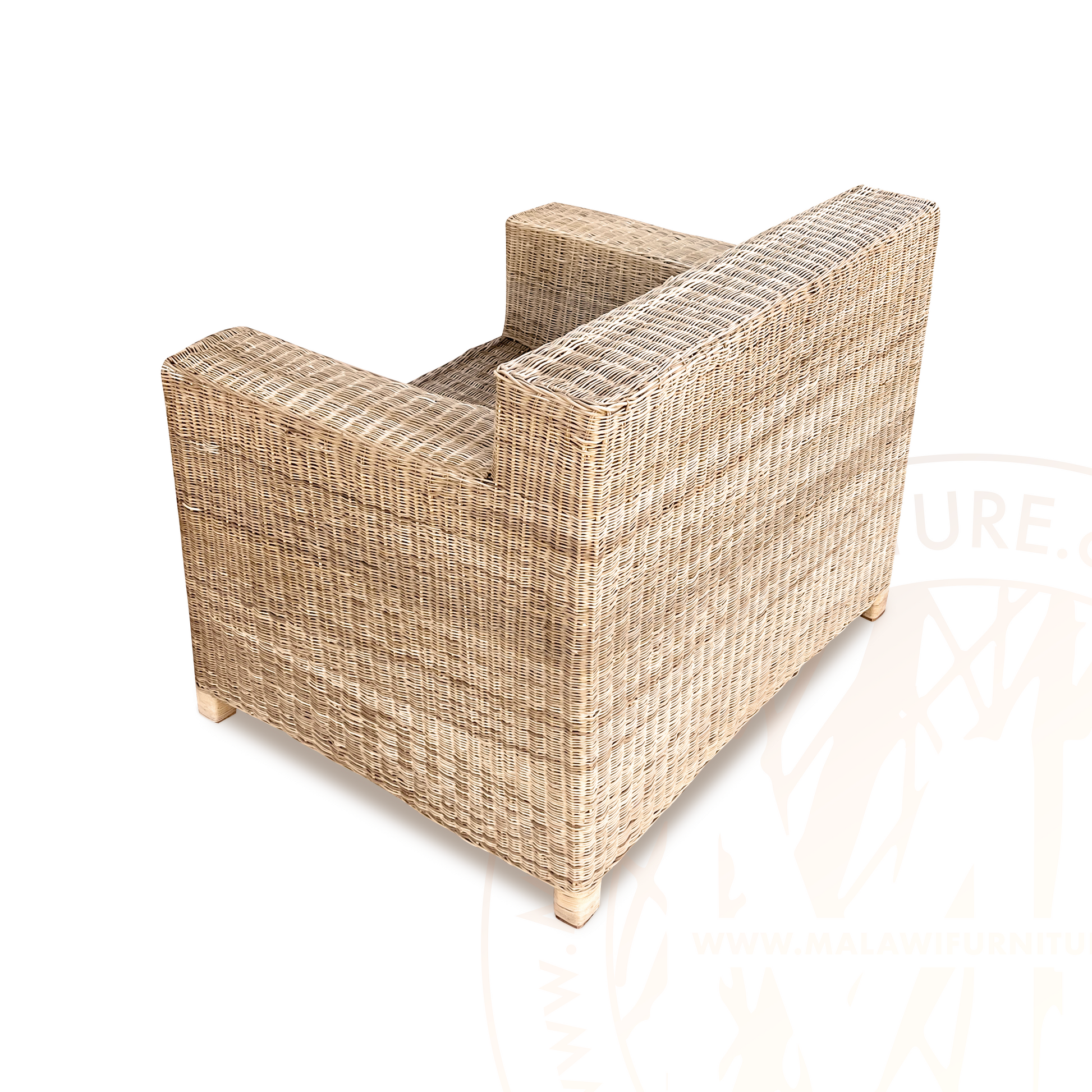 BOX Malawi Couch β One Seater hand weaved woven rattan cane chair malawi patio outdoor