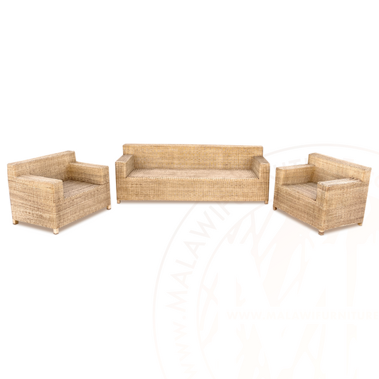 BOX Malawi Couch Set (Option 1) hand weaved woven rattan cane chair malawi with cushion
