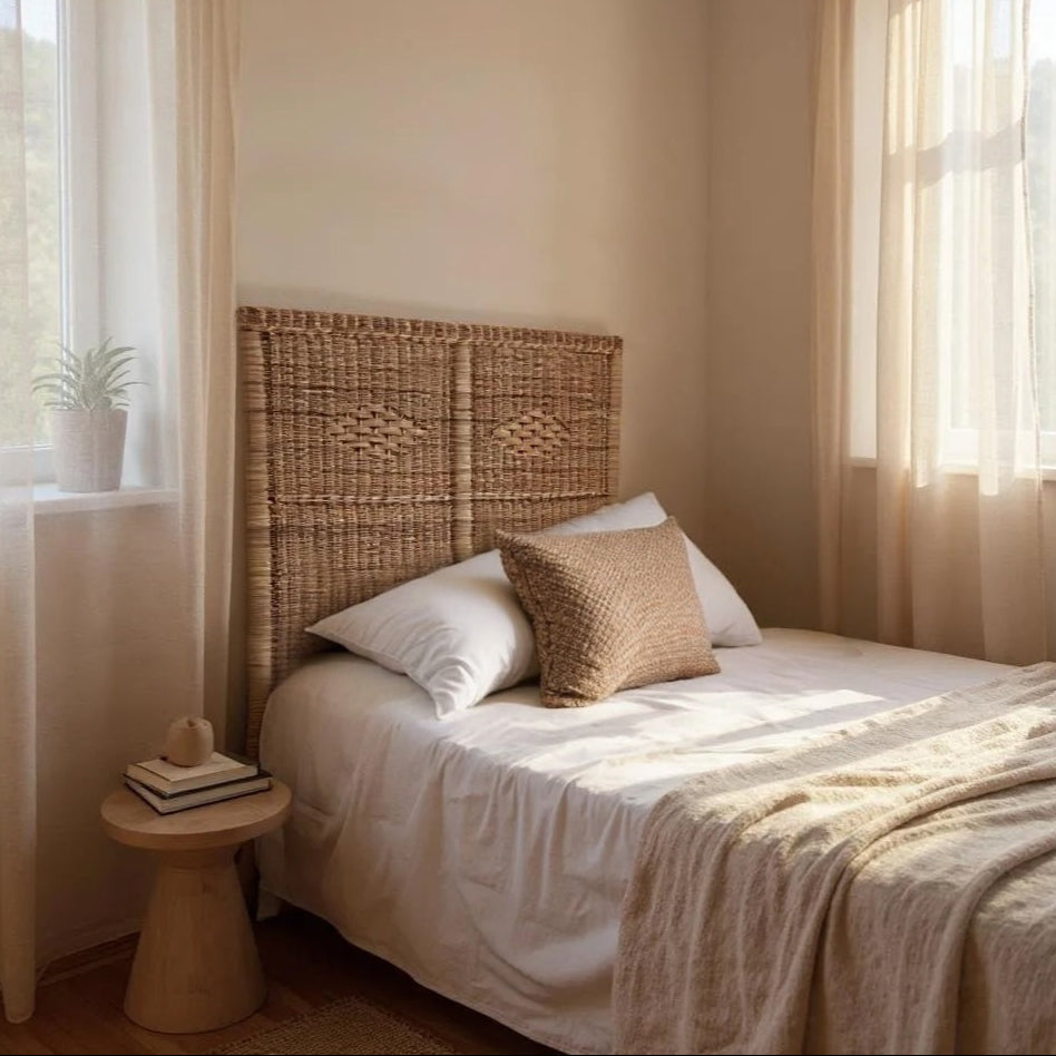 Solid Malawi cane headboard rattan woven