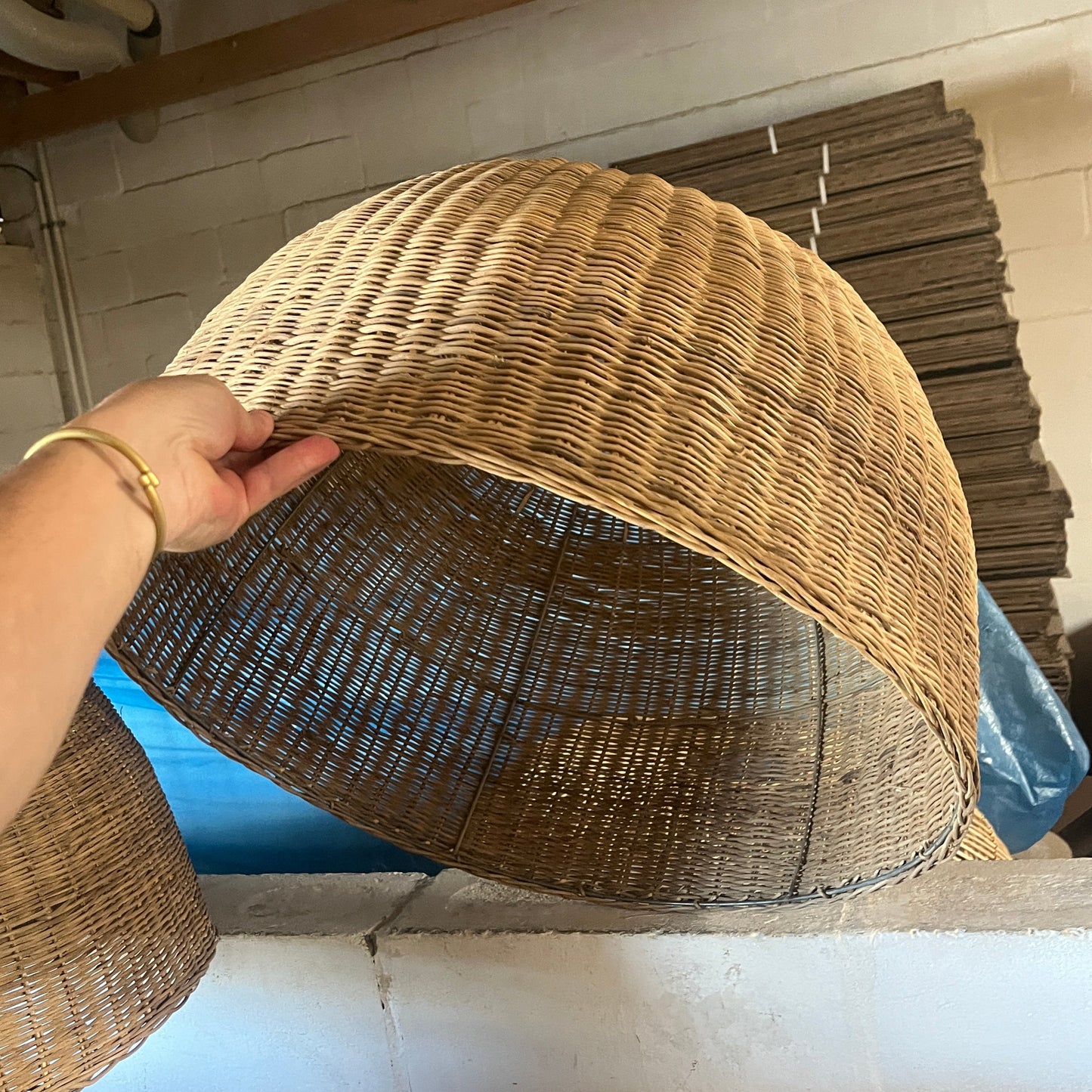 Dome malawi pendant drum shape round weave solid rattan