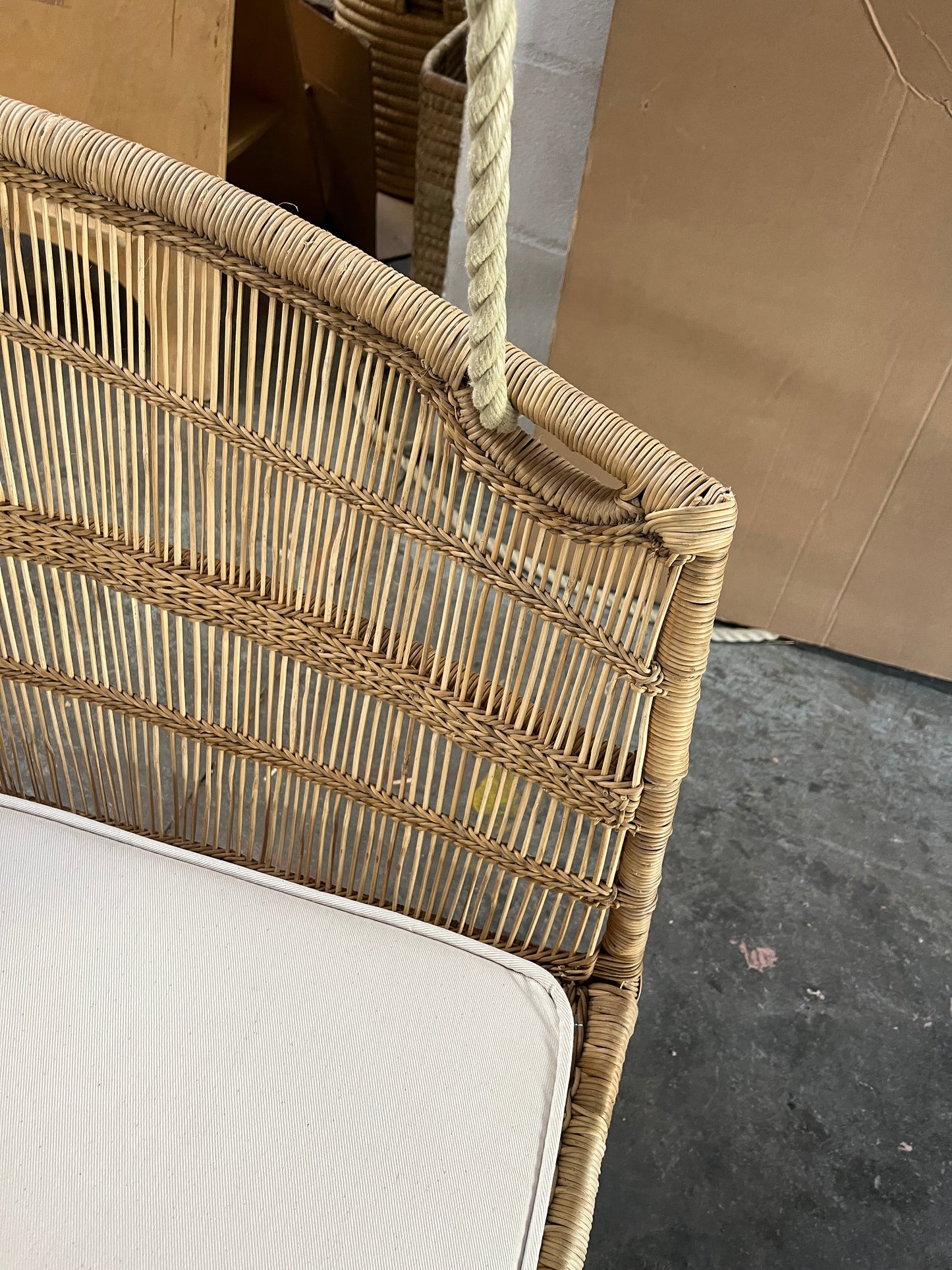 Hanging love seat chair couch malawi cane