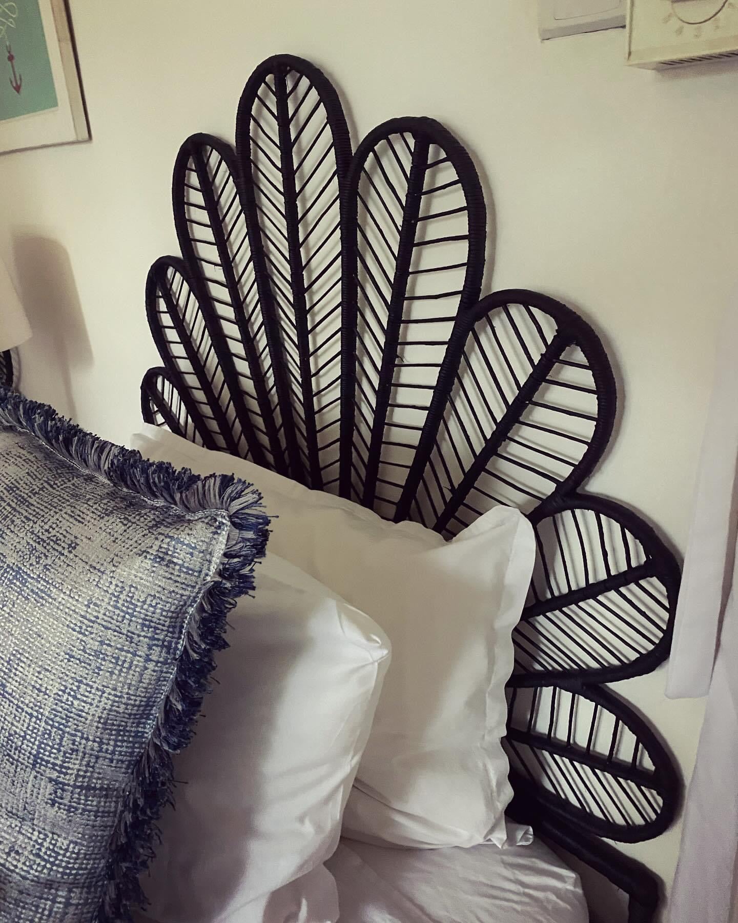 Cane flower headboard black