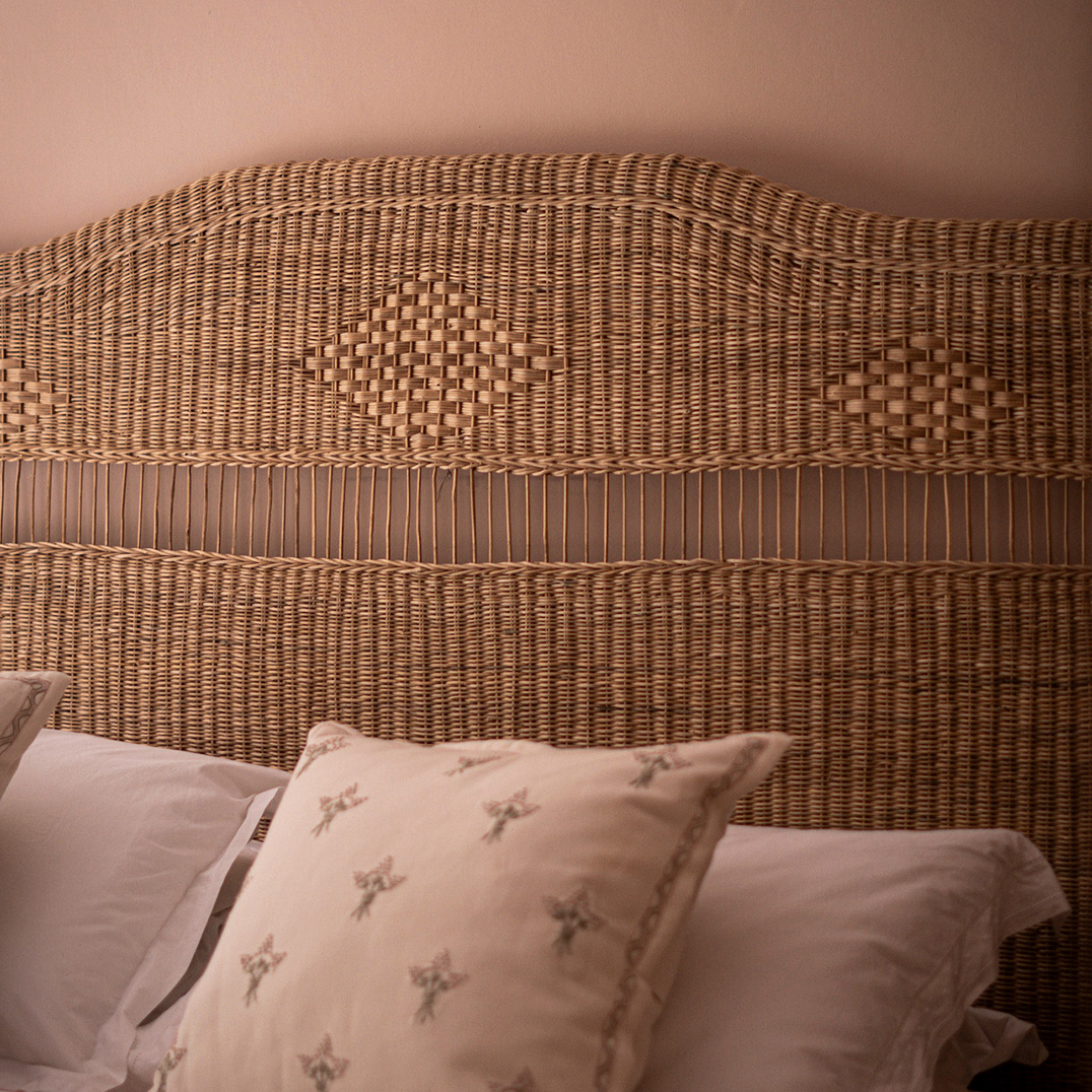 Malawi Furniture Original Headboard cane weave wave