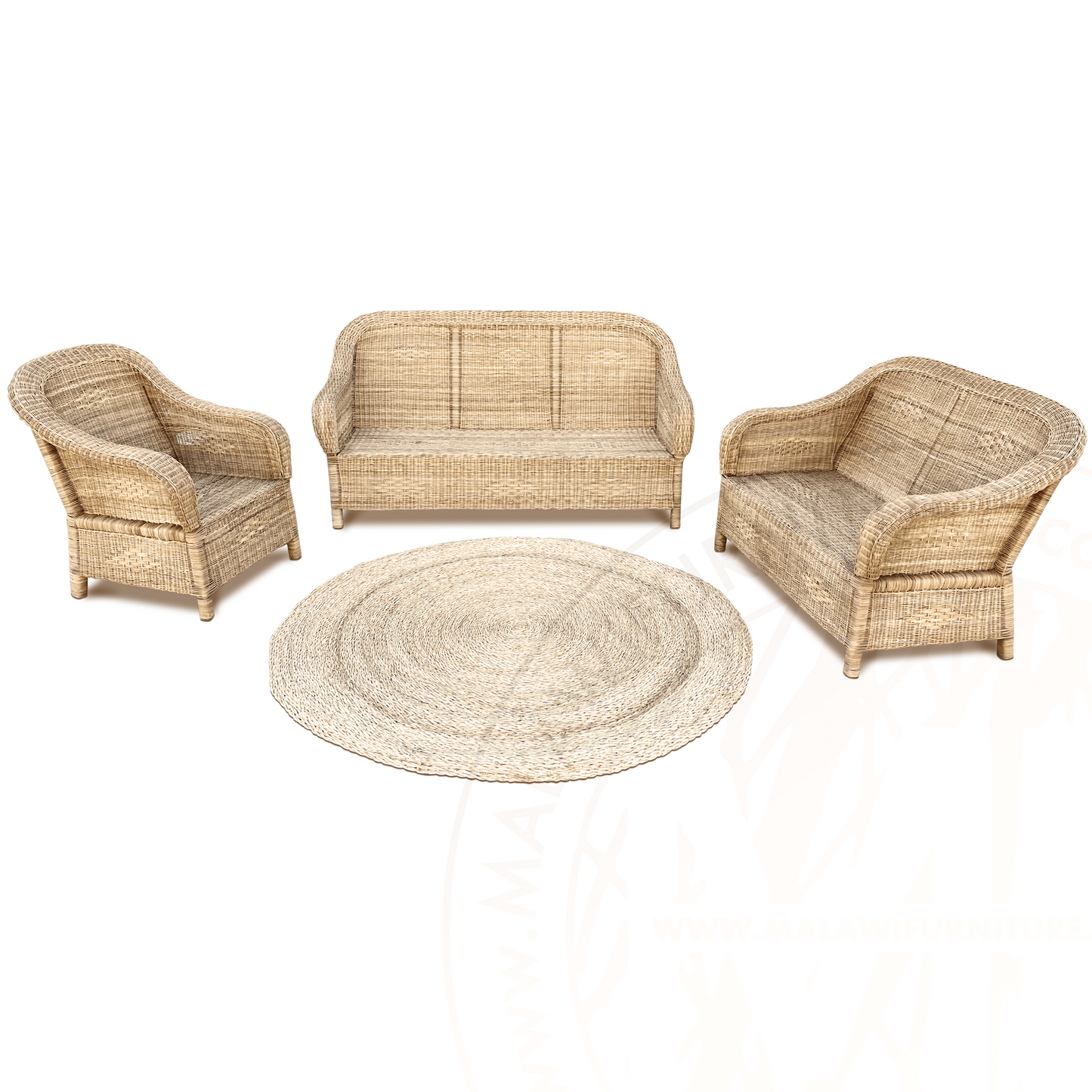 Classic Malawi Couch Set (3,2,1 Seater & Grass Mat)