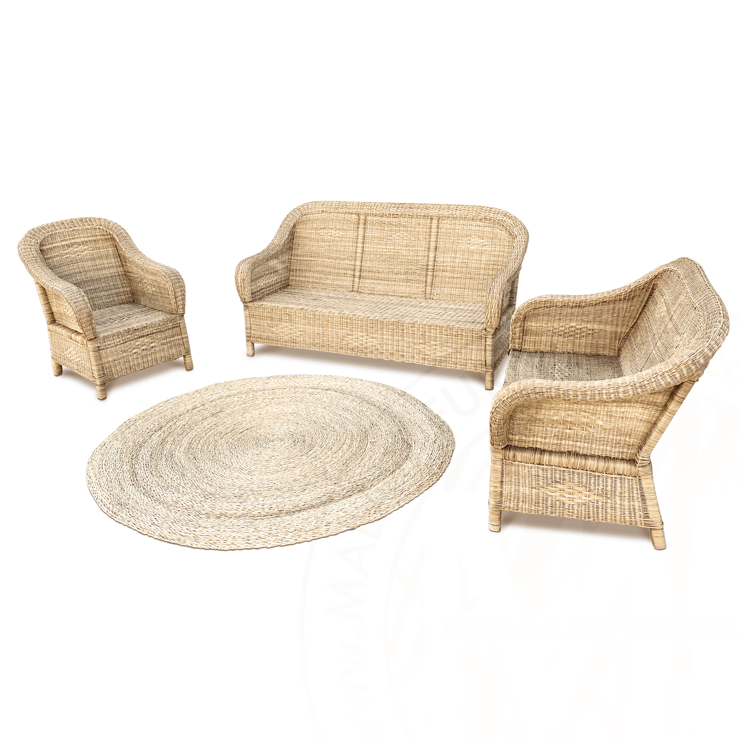 Classic Malawi Couch Set (3,2,1 Seater & Grass Mat)