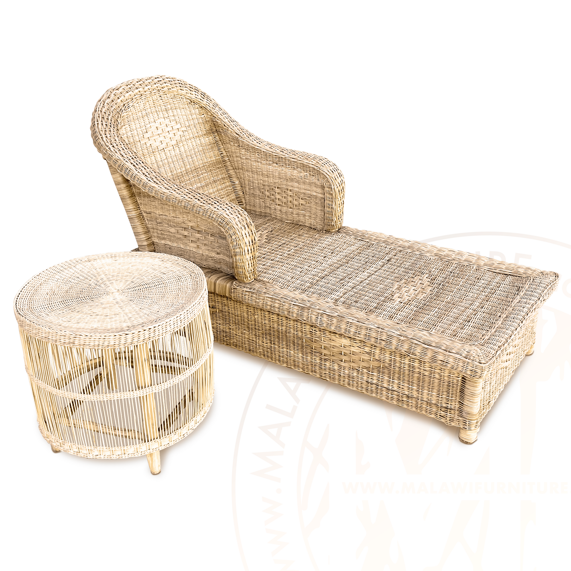 Malawi Classic Lounger outdoor patio sun bed recliner cane