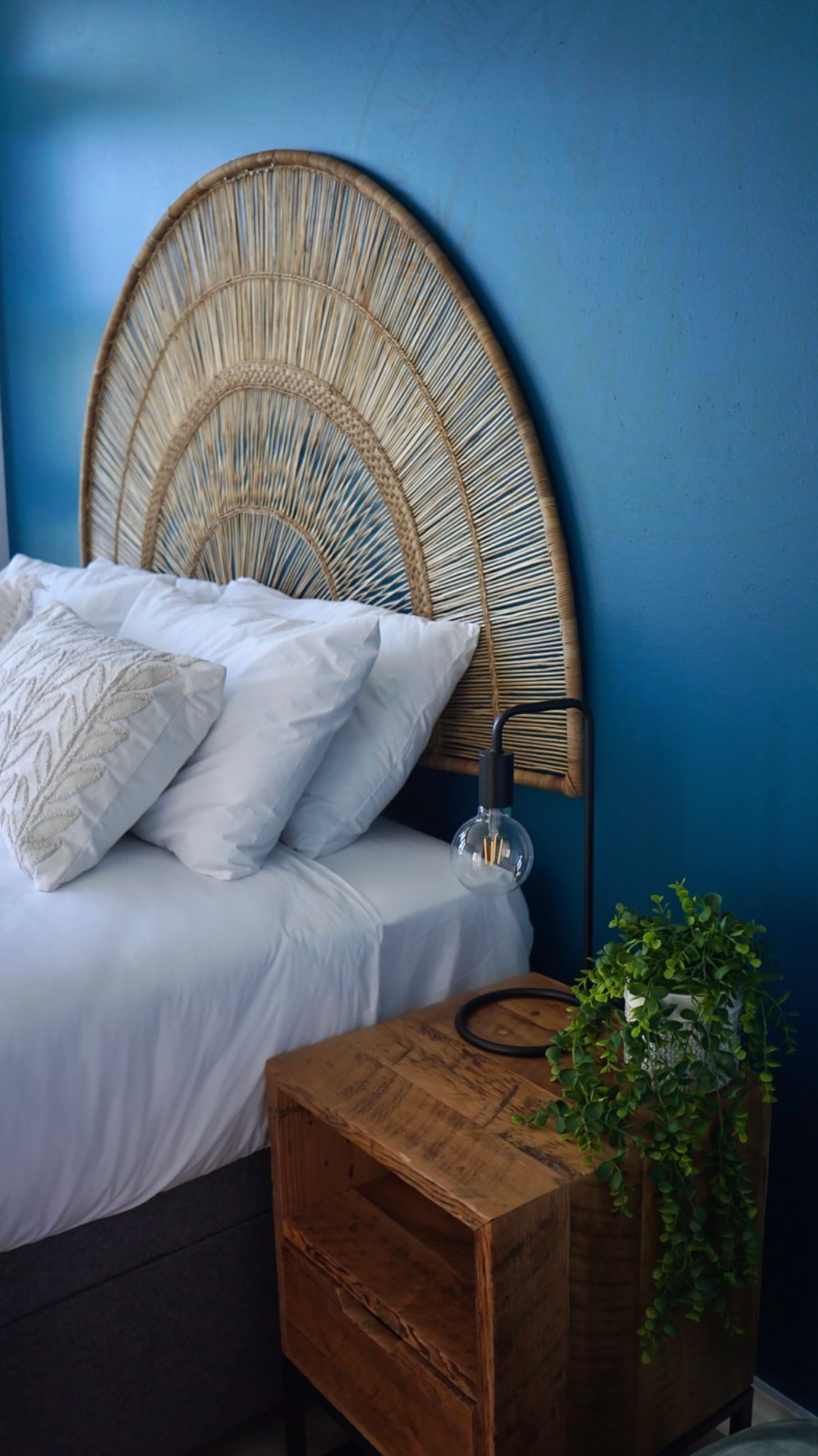 Malawi Halfmoon headboard handmade rattan woven weave