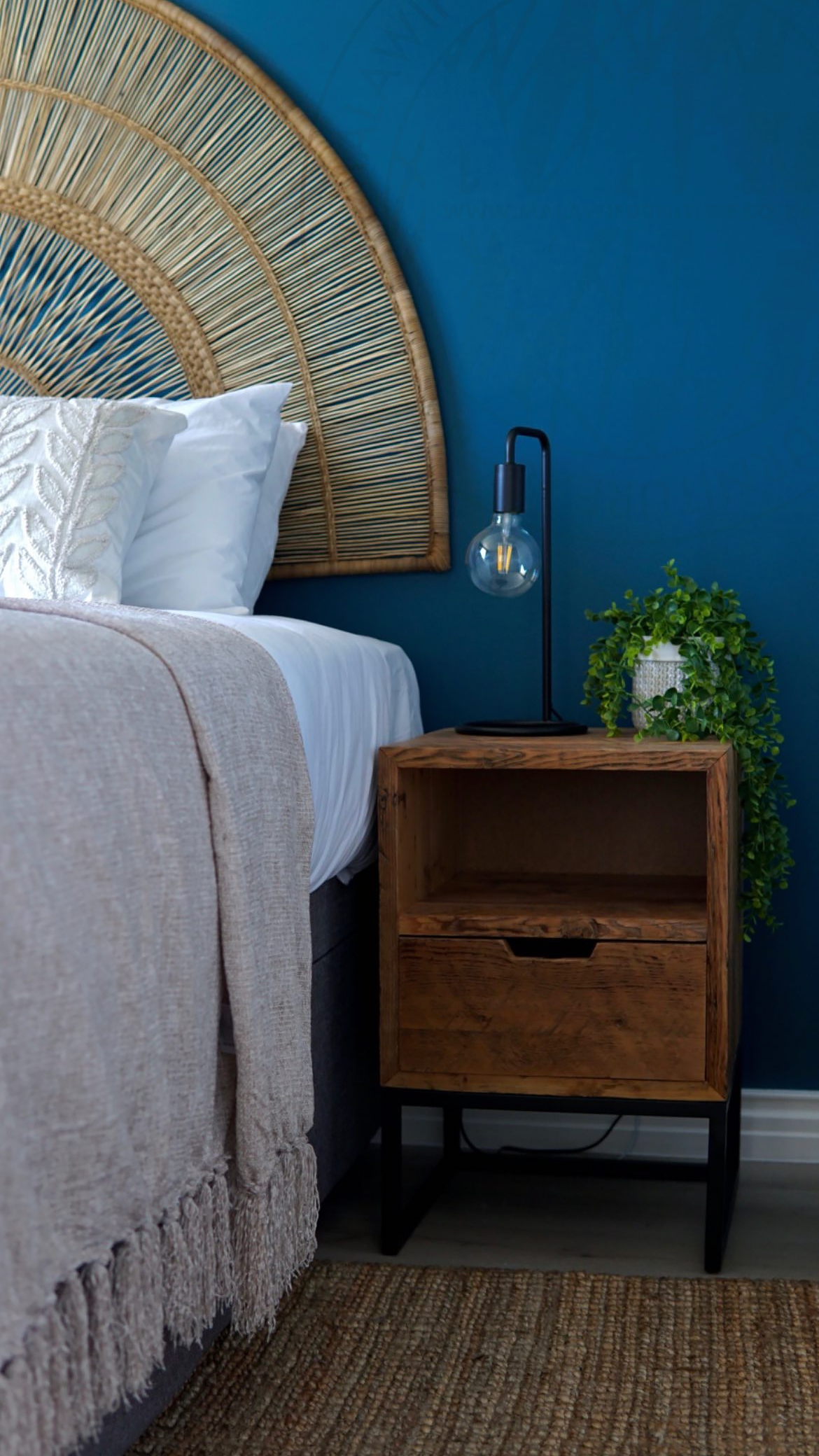 Malawi Halfmoon headboard handmade rattan woven weave
