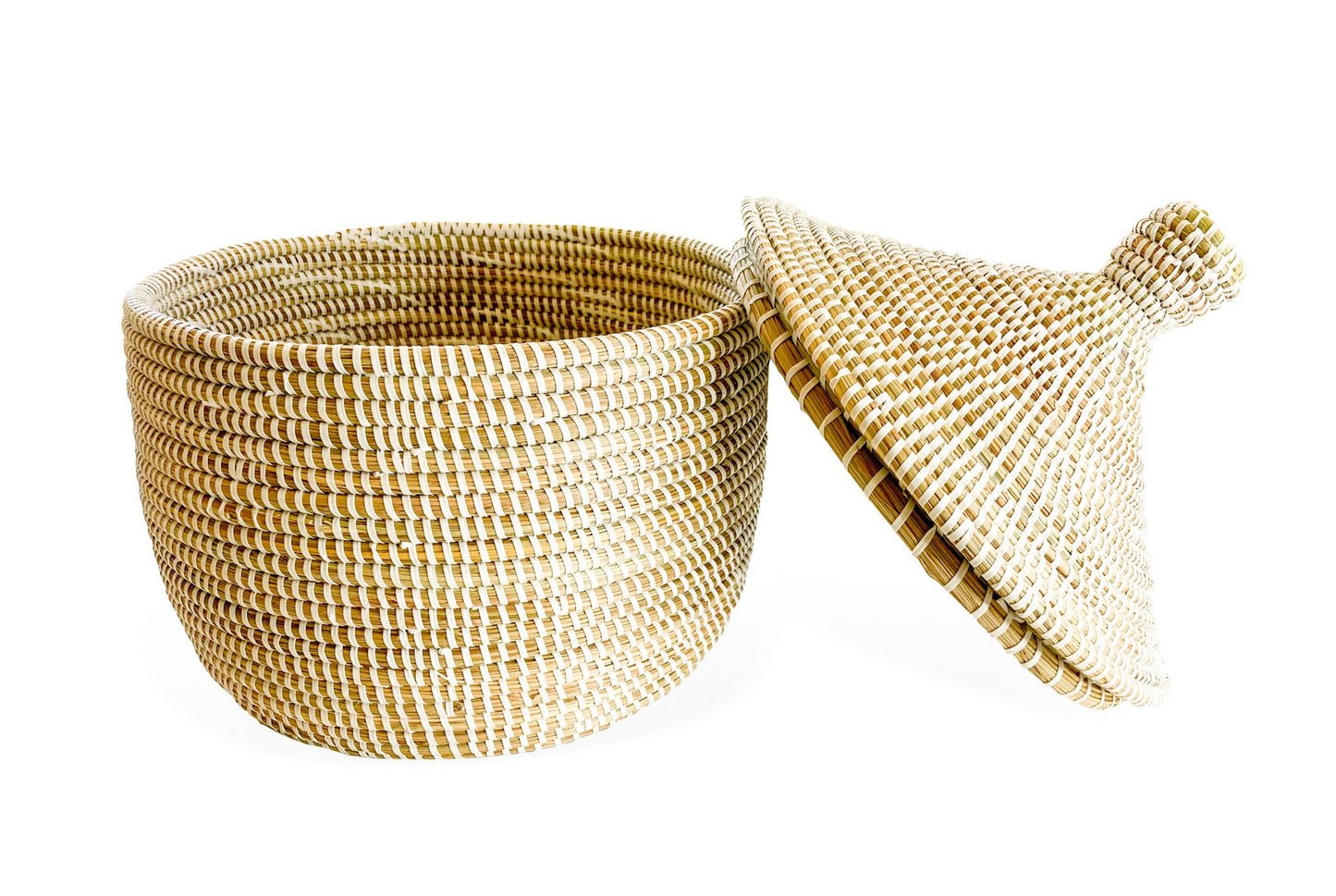 White Woven 'Senegal' Basket with Lid