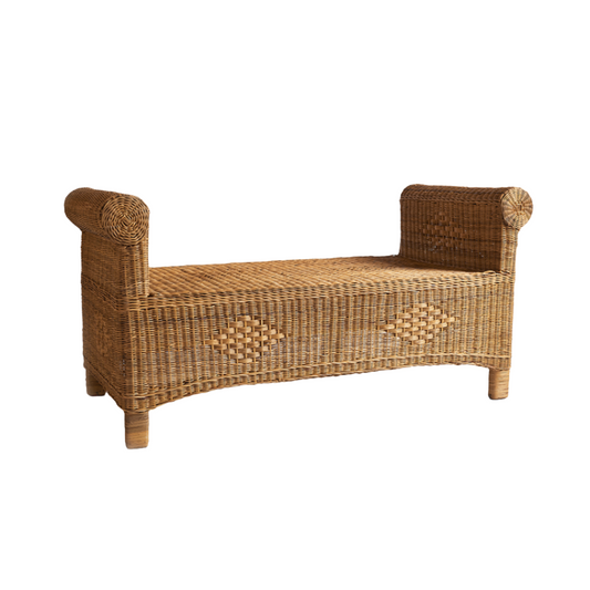Classic Cane Ottoman Bench - Cushions