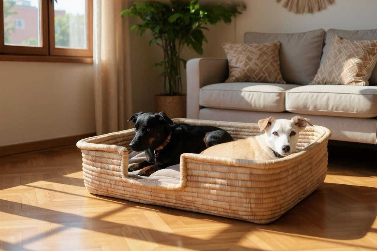 Large rectangle grass woven dog bed