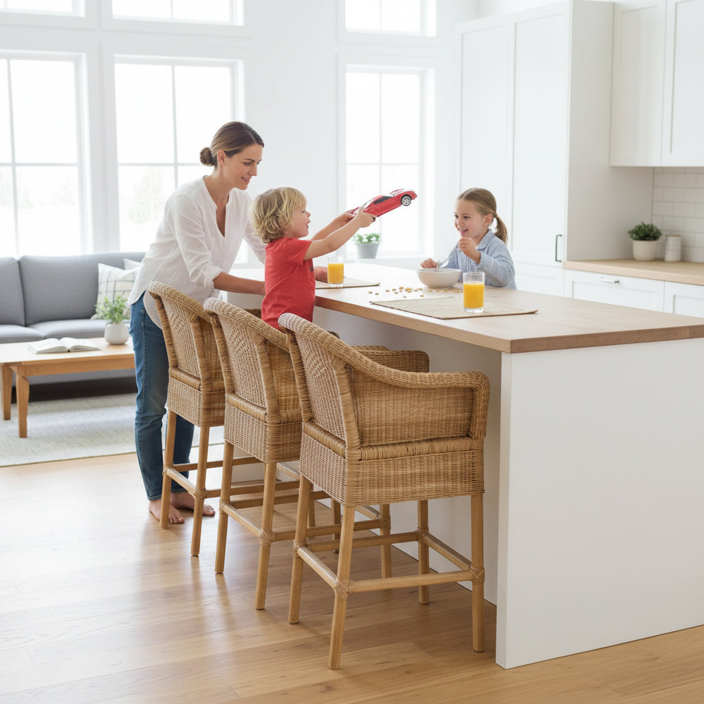 Malawi Furniture - Classic Bar Stools - Family Modern Clean Kitchen