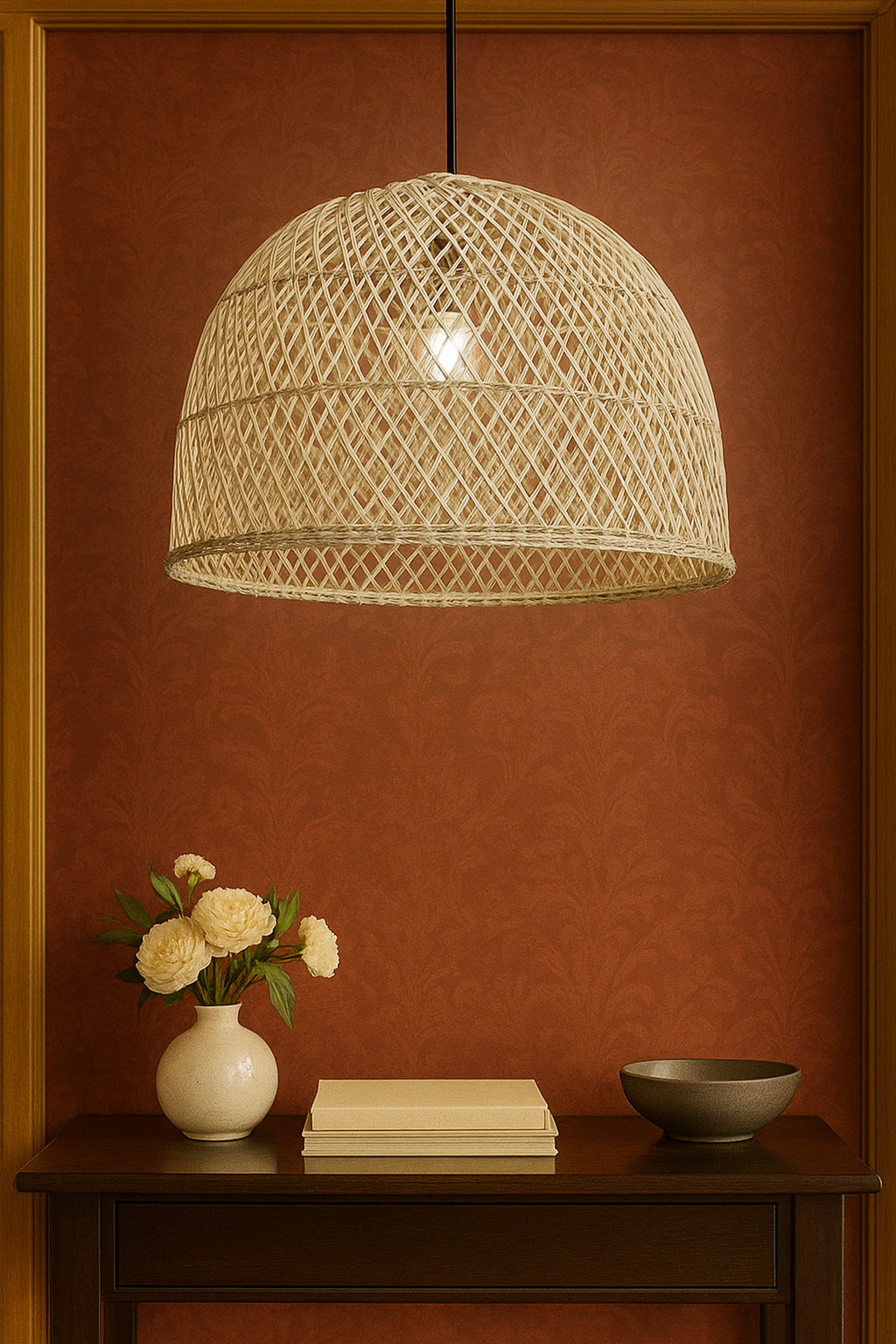 Malawi Cane Dome Pendant Single Large