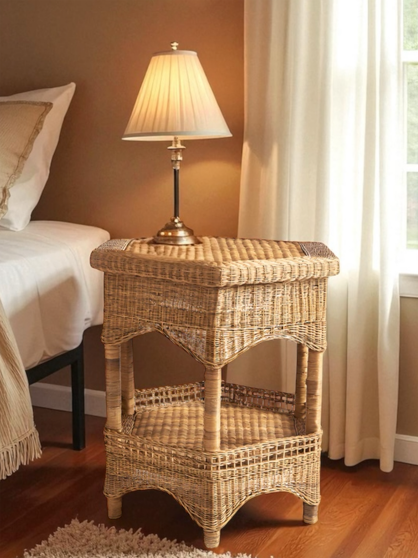 Malawi woven hexagon bedside side table