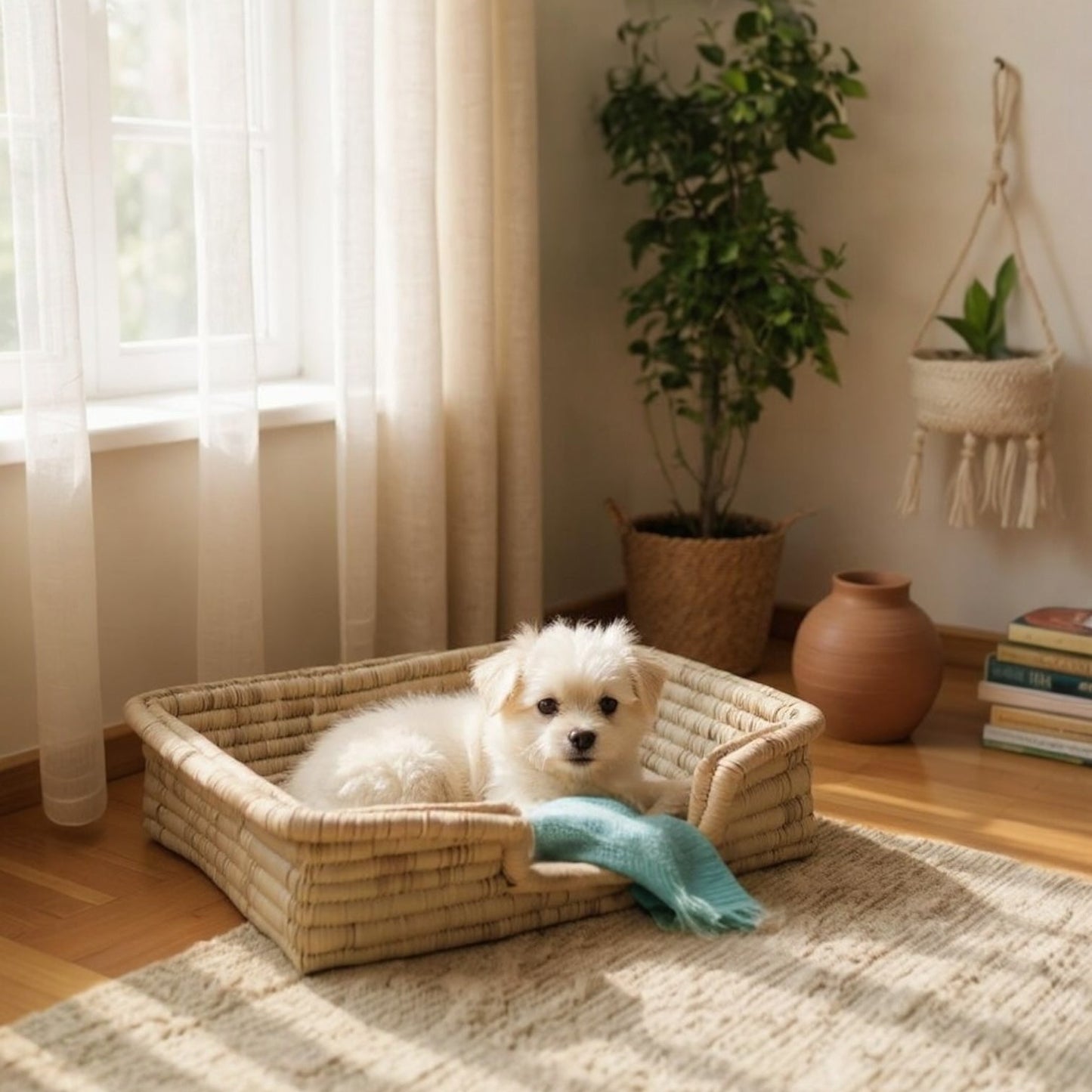 Medium Square grass woven dog bed1