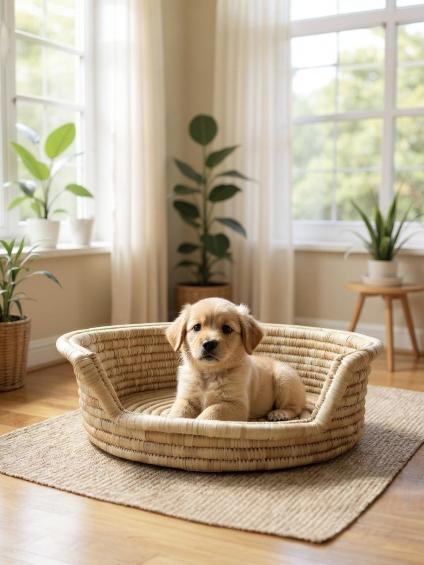 Pet Basket made from Malawi Cane dog cat warm cushion durable