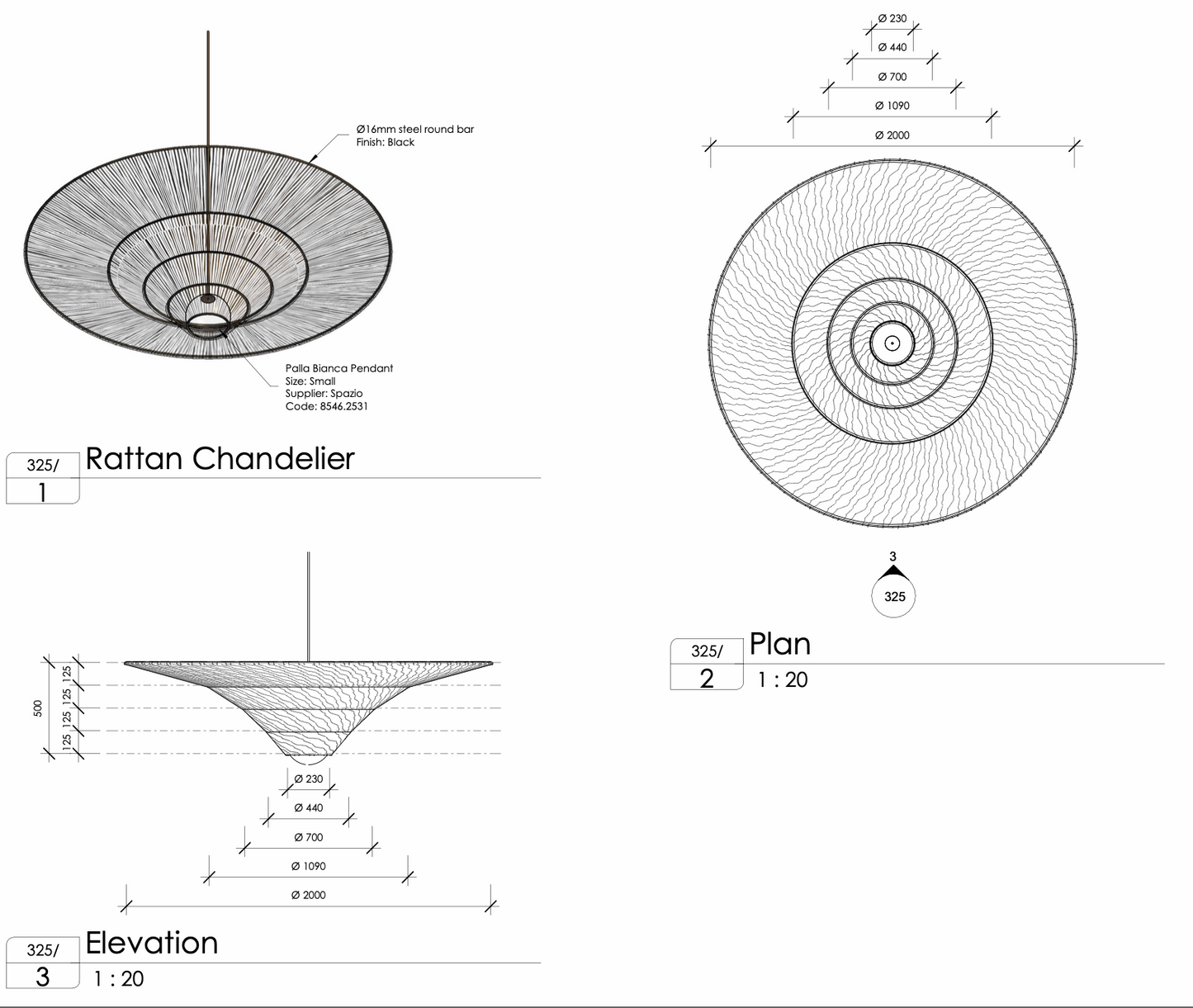 Custom Rattan Flare Chandelier