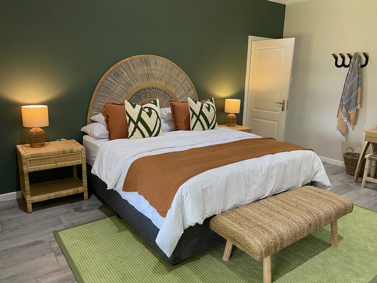 Malawi Halfmoon headboard handmade weaved cane rattan woven