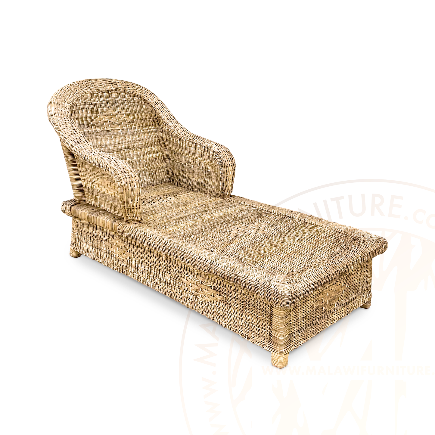 Malawi Classic Lounger no cushion outdoor patio sun bed recliner cane