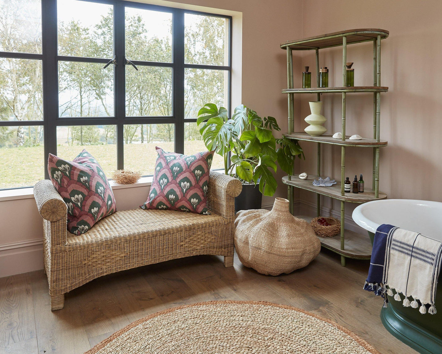 Classic Cane Ottoman Bench