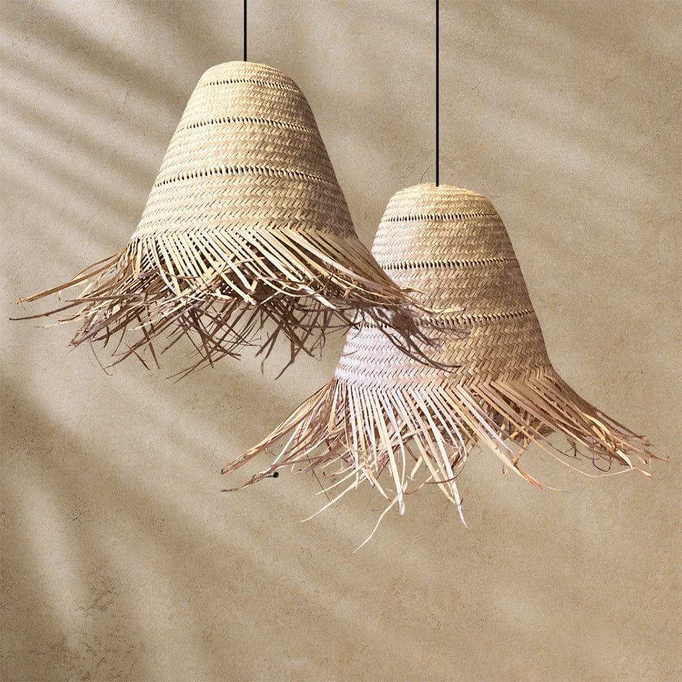 Moyana lampshade pendant ilala grass cane malawi weave