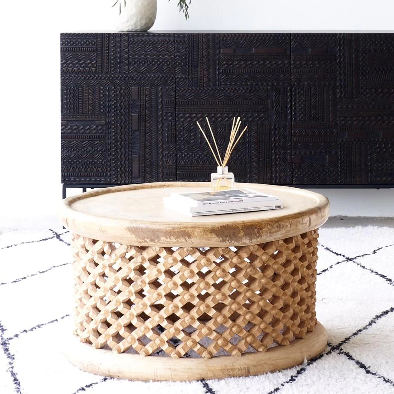 Bamileke Coffee Table (Natural) - Handmade in Cameroon