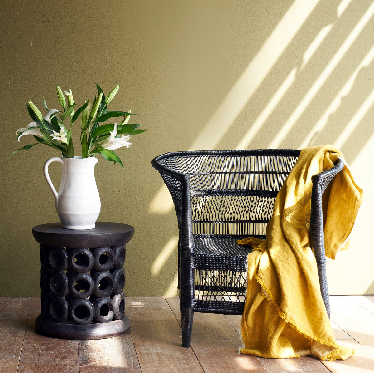Traditional Malawi Cane Chair (Black)