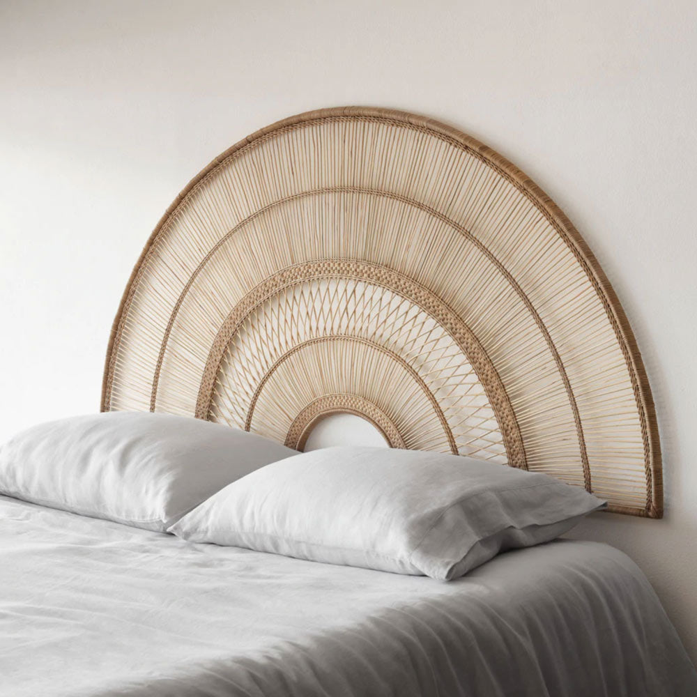 Malawi Halfmoon headboard handmade weaved cane rattan woven