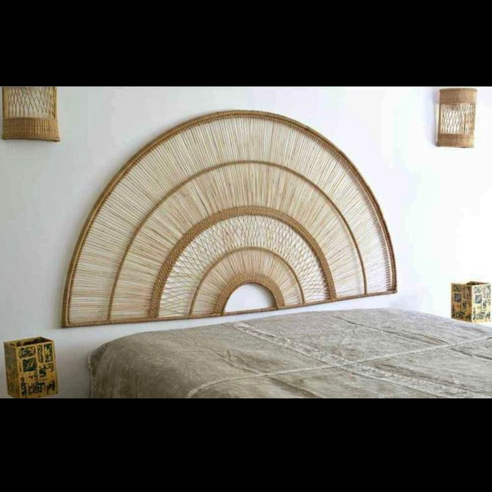Malawi Halfmoon headboard handmade weaved cane rattan woven