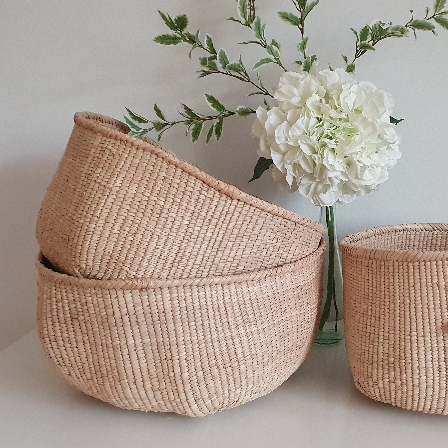 Half Garlic Gourds baskets, are woven by underprivileged women in Bulawayo, Zimbabwe. This provides them with a way to support their families, feed themselves, and provide education for their children