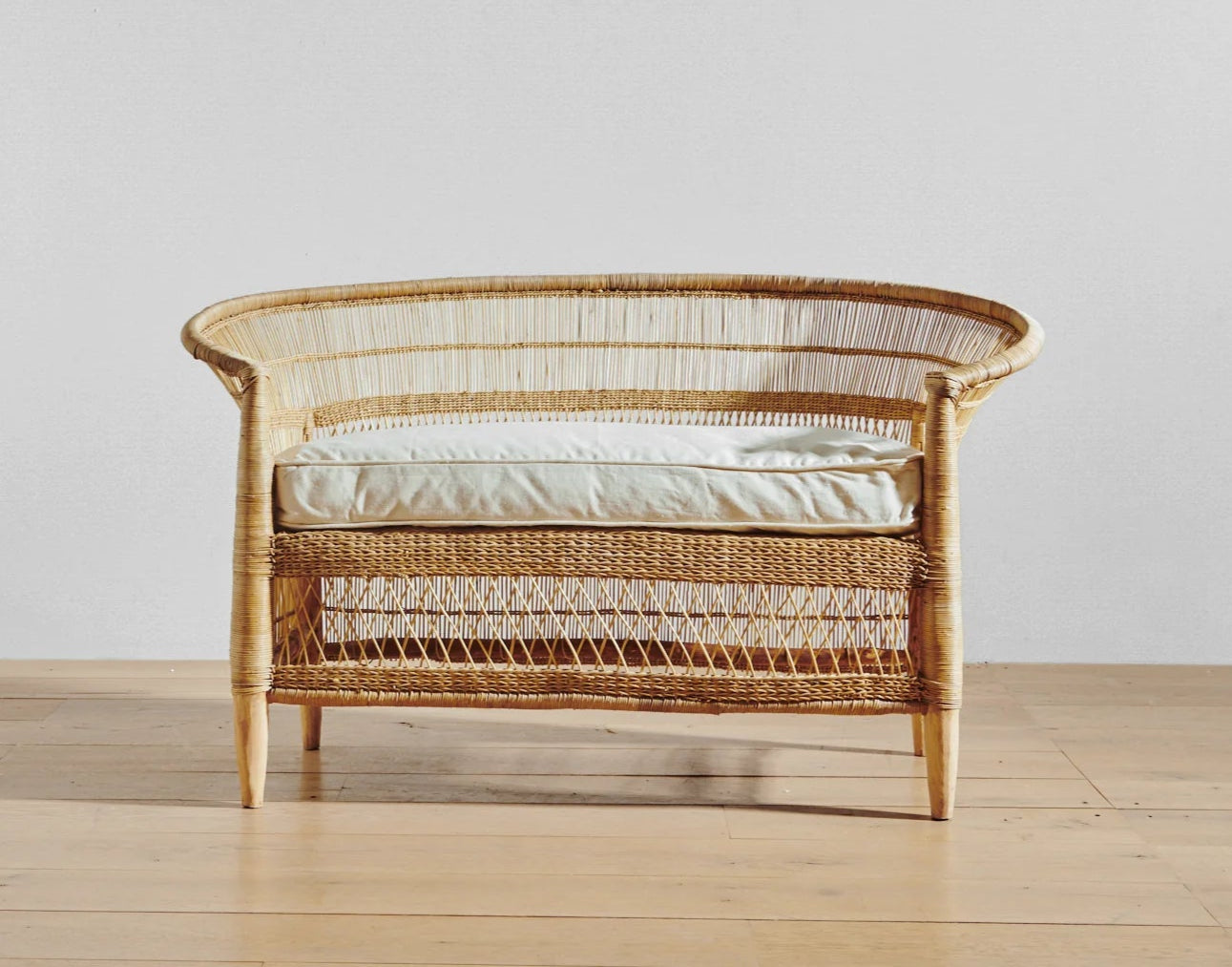 Malawi Furniture - Traditional 2 Seater Couch Chair Front View With Cushion