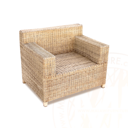 BOX Malawi Couch – One Seater hand weaved woven rattan cane chair malawi patio outdoor