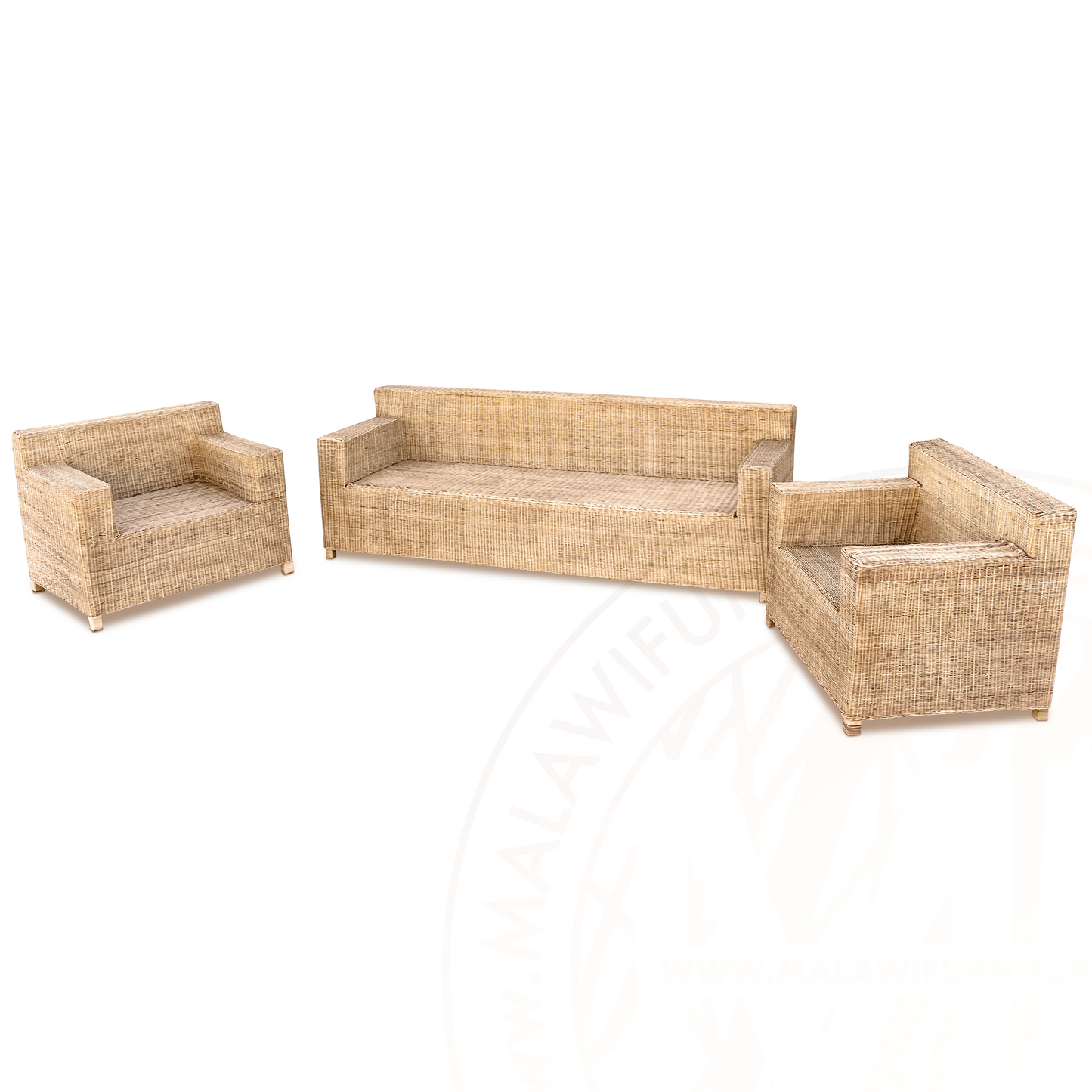 BOX Malawi Couch Set (Option 1) hand weaved woven rattan cane chair malawi with cushion