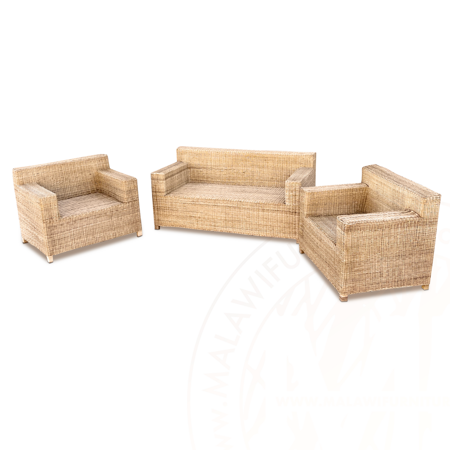 BOX Malawi Couch Set (Option 2) hand weaved woven rattan cane chair malawi with cushion