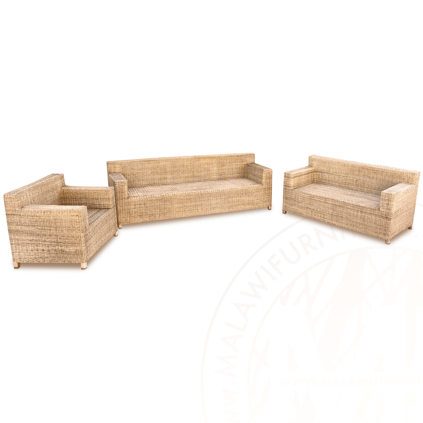 BOX Malawi Couch Set (Option 3) hand weaved woven rattan cane chair malawi with cushion