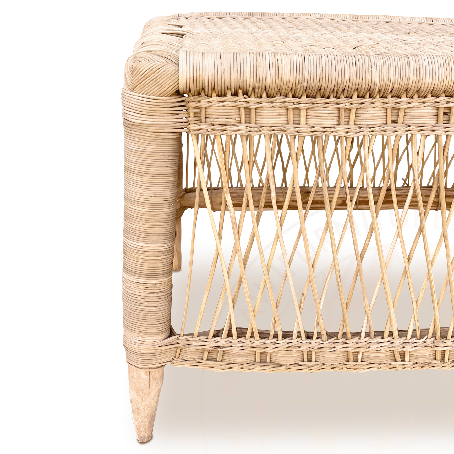 Classic Fancy Rectangular Bench Malawi Furniture hand weaved natural hand made rattan stool
