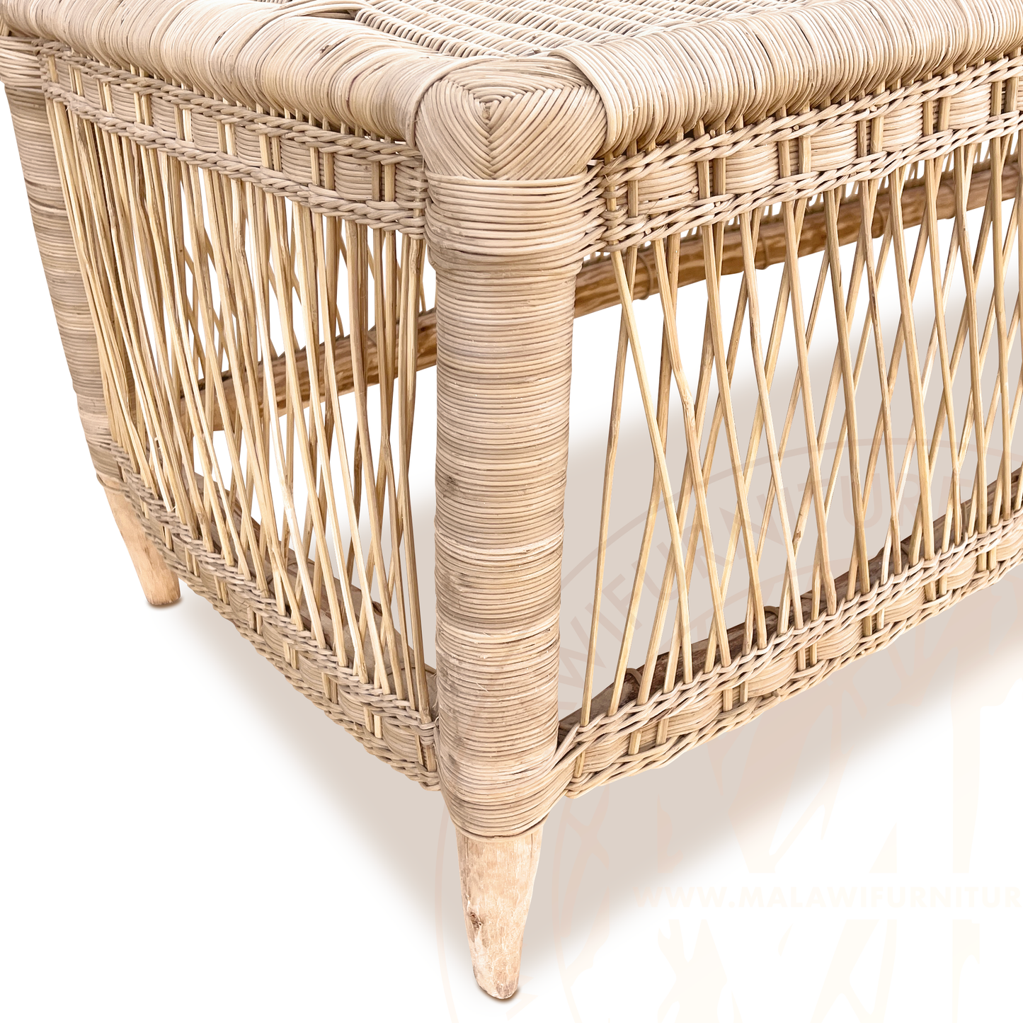 Classic Fancy Rectangular Bench Malawi Furniture hand weaved natural hand made rattan stool