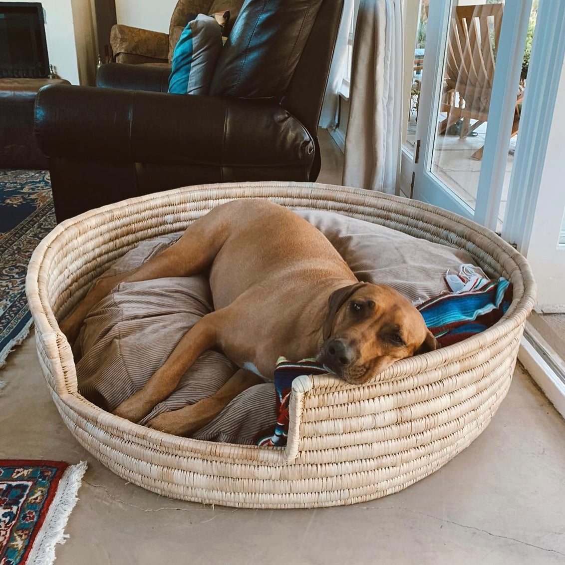 Pet Basket made from Malawi Cane dog cat warm cushion durable