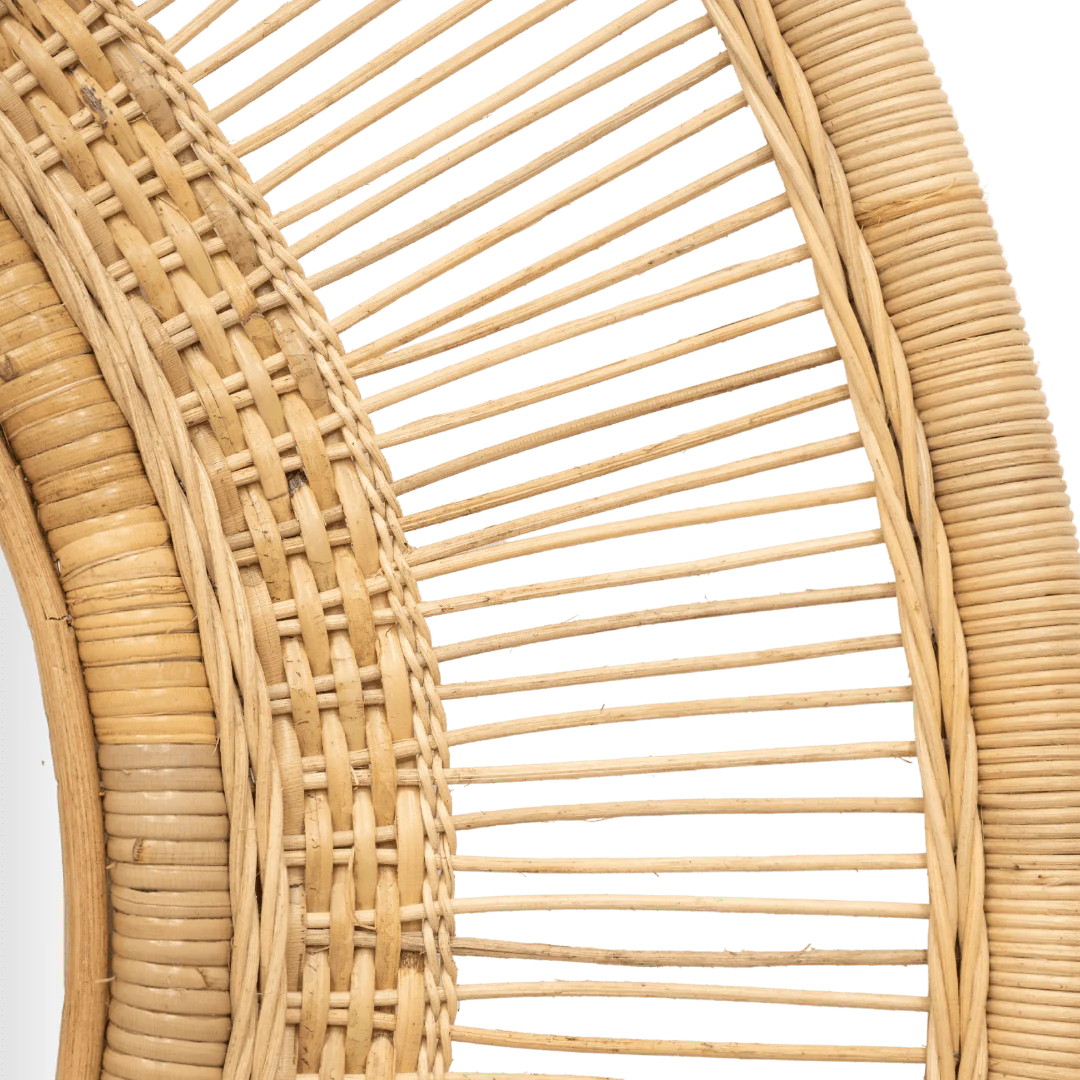 Malawi Cane Round Mirror weave rattan decor