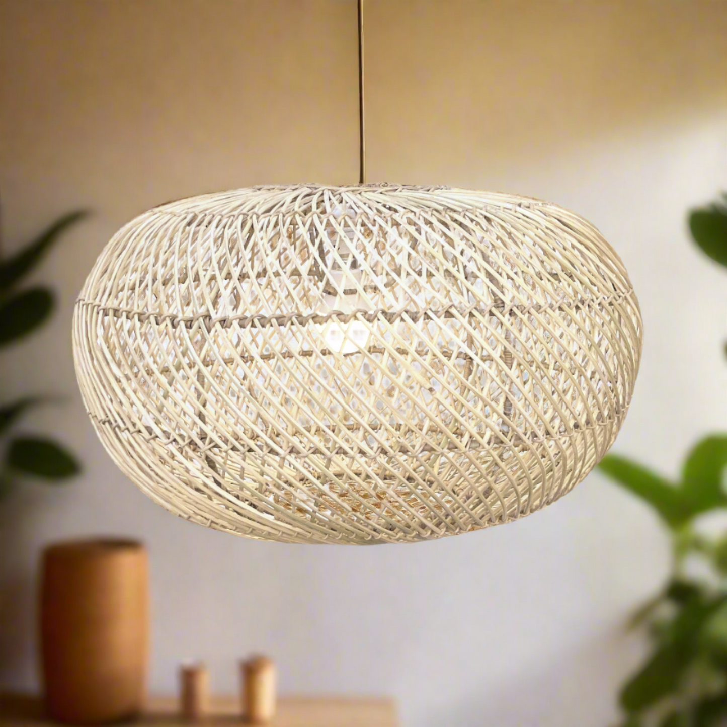 Pumpkin rattan cane pendant lampshade