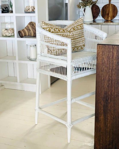 Traditional White Malawi Bar Stool Chair malawi woven rattan counter