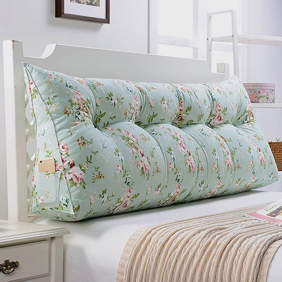 Bed Wedge Cushion lumbar pillow support long triangle backrest headboard