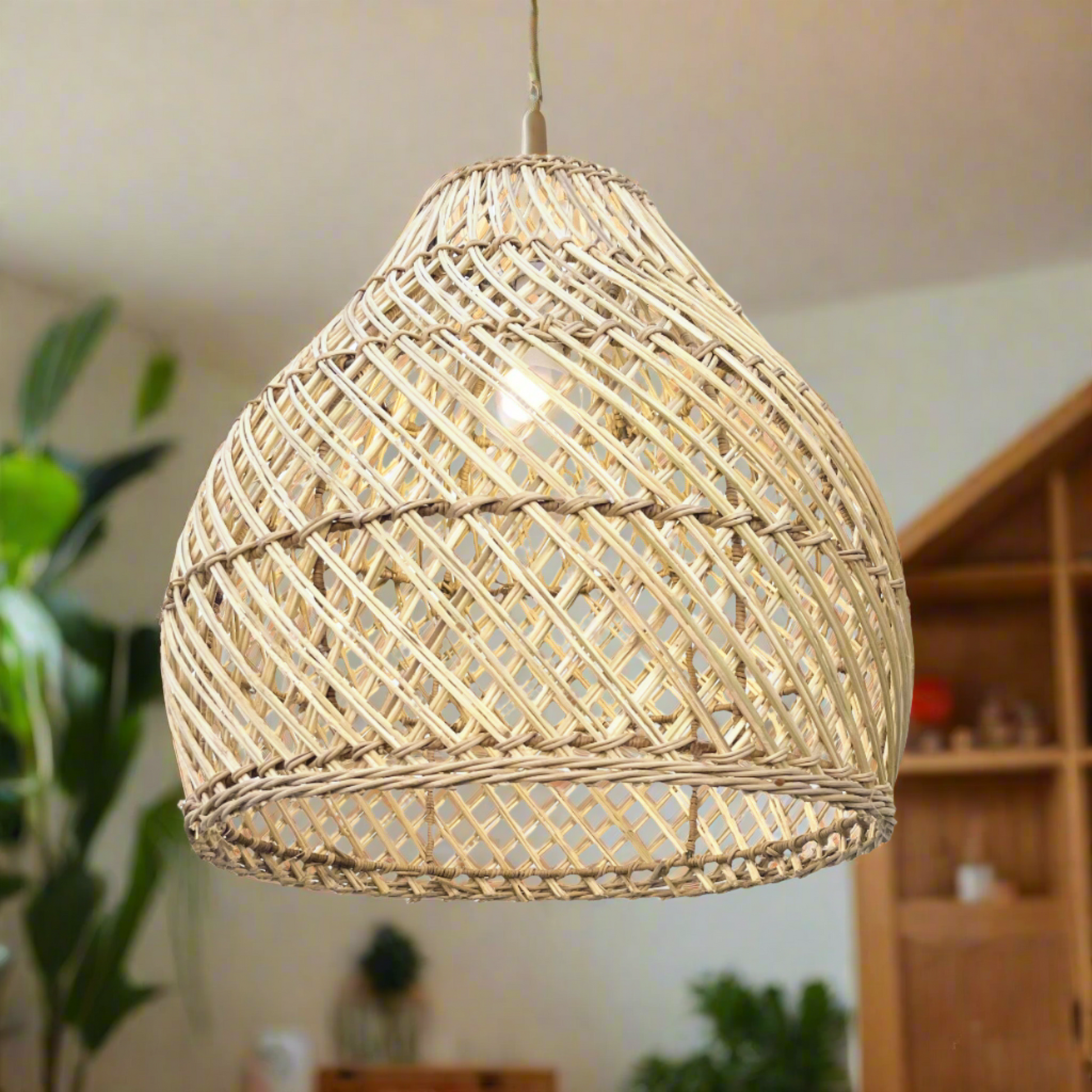 Bell Pendant Lampshade made from Malawi rattan cane - Small