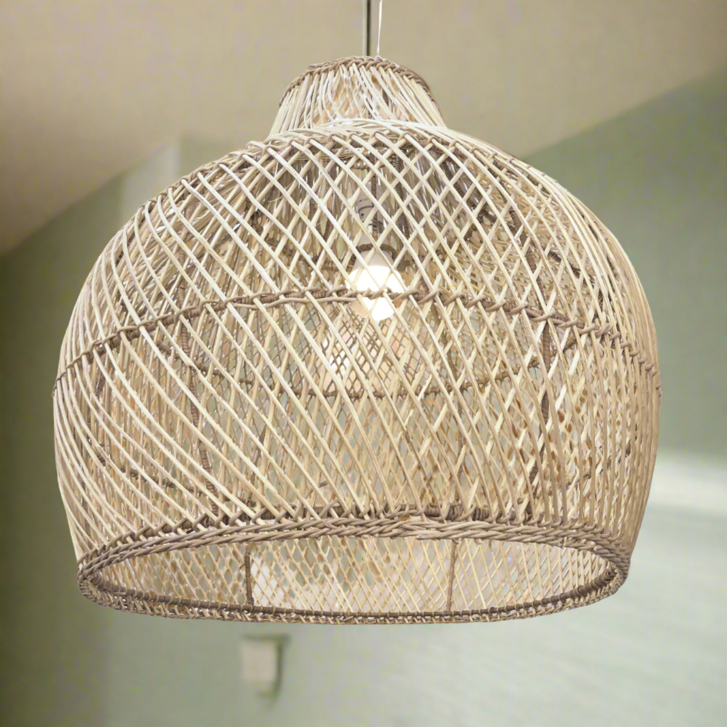 Bell Pendant Lampshade made from Malawi rattan cane - Large