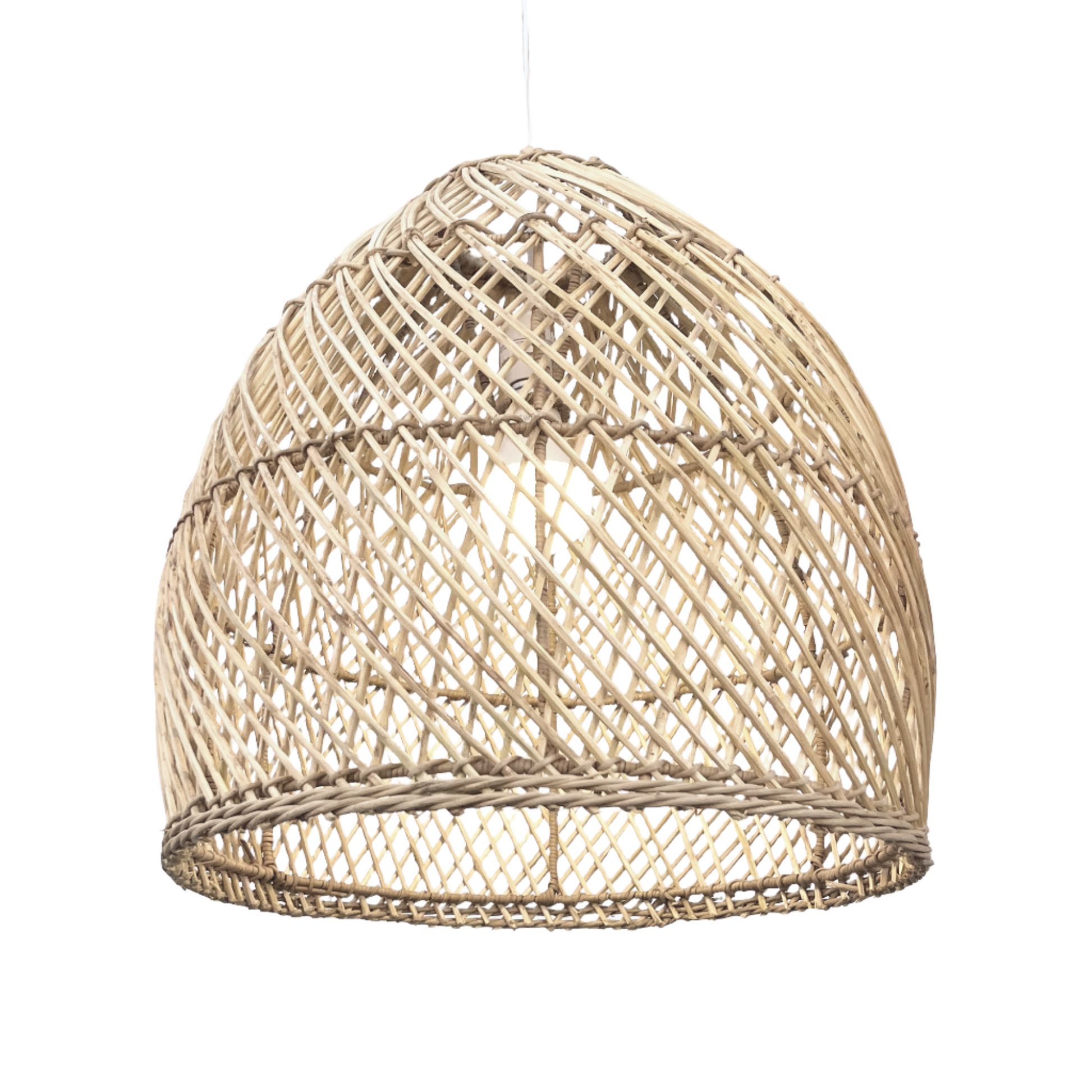 Malawi Beehive designer pendant lampshade has an x-weave design,