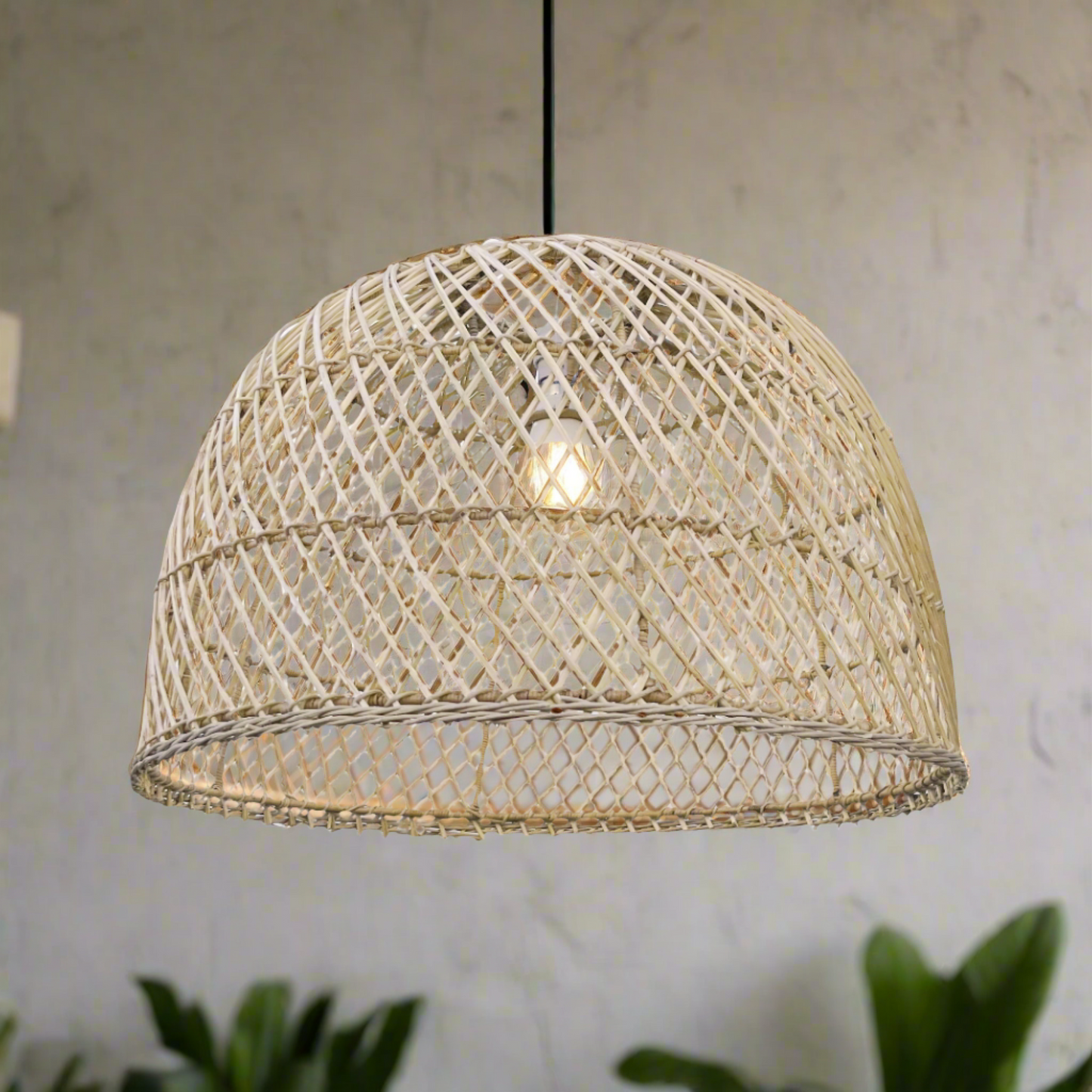 Dome Pendant Lampshade (X-Weave) Malawi Cane