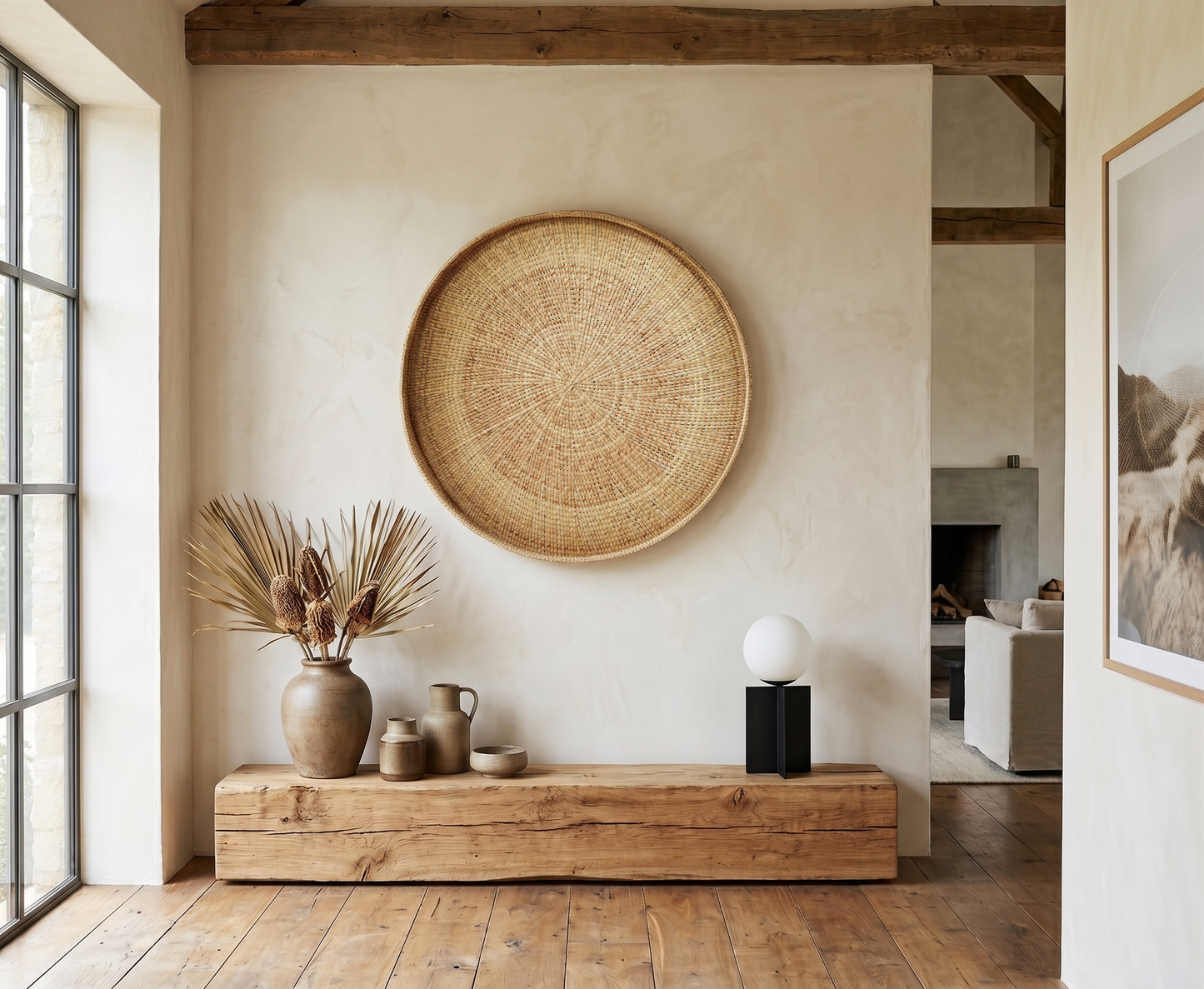 Round Ilala Cane Trays As Decor In A Farm House